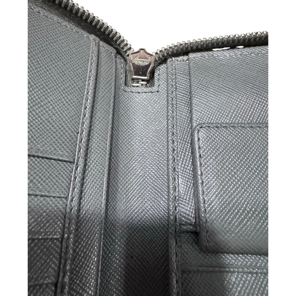Auth Prada Grey Saffiano Leather Double Zip Travel Organizer Wallet Large - Picture 15 of 16